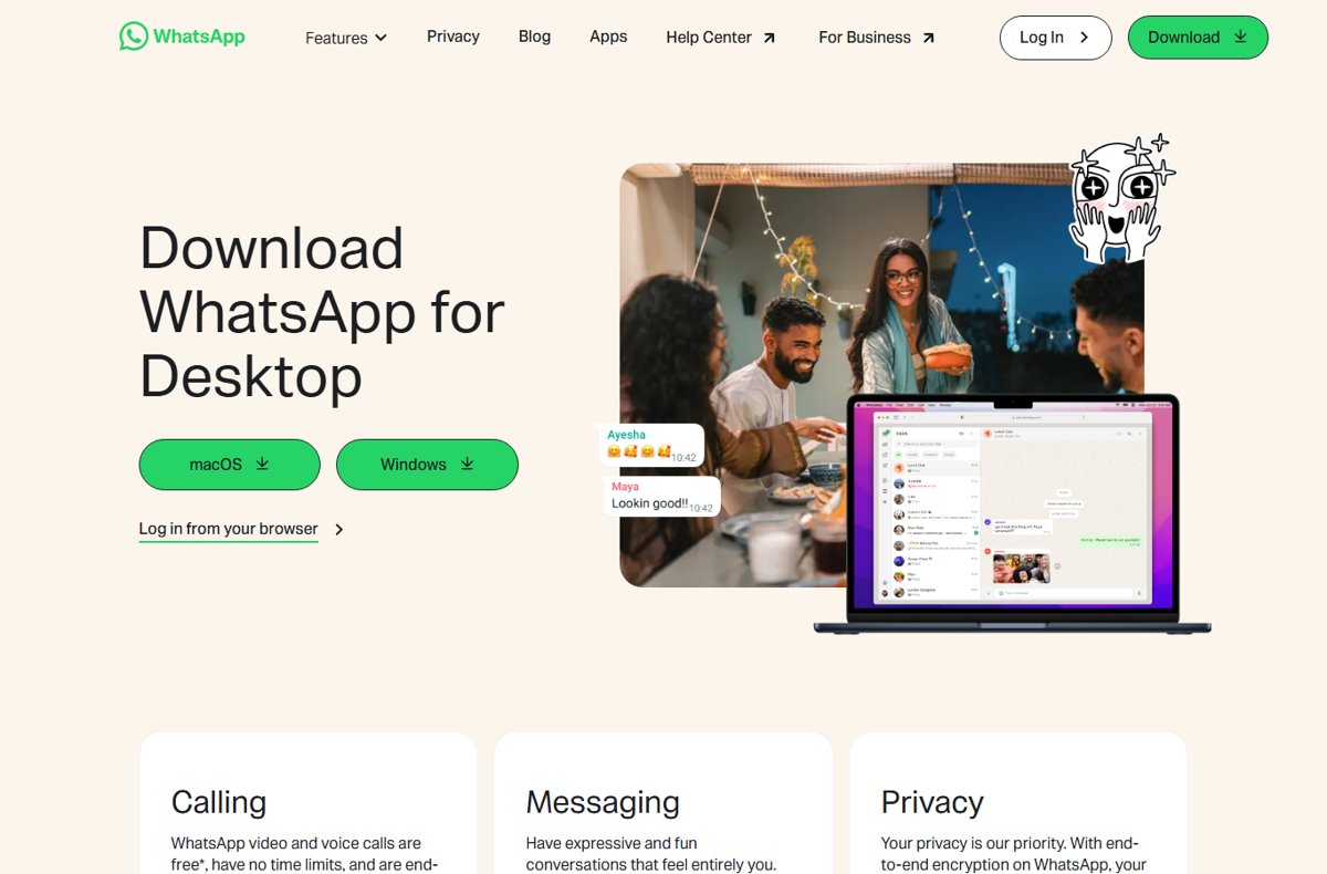 Reinstall WhatsApp on PC from the official Download WhatsApp for Desktop page