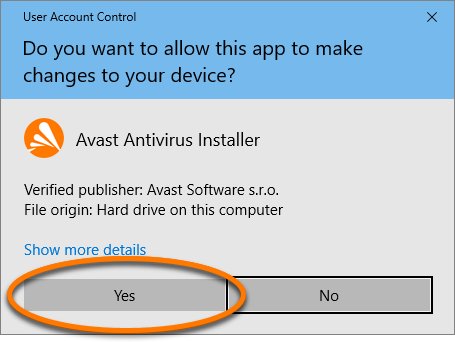 Remove AvLaunch.exe by approving the Avast Antivirus Installer UAC prompt