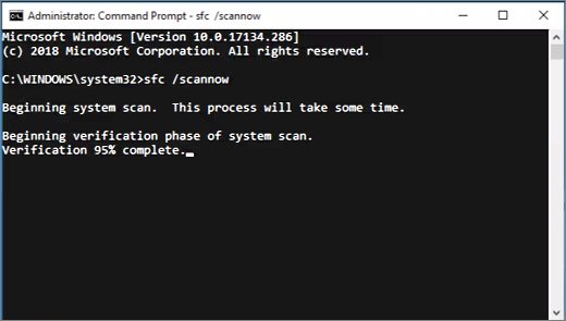 Repair a damaged csrss.exe file with System File Checker running sfc /scannow