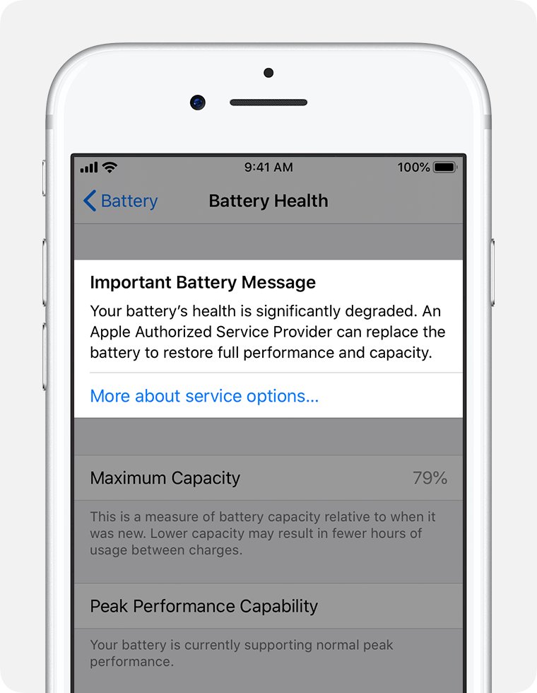 Replace iPhone battery when Battery Health shows an Important Battery Message