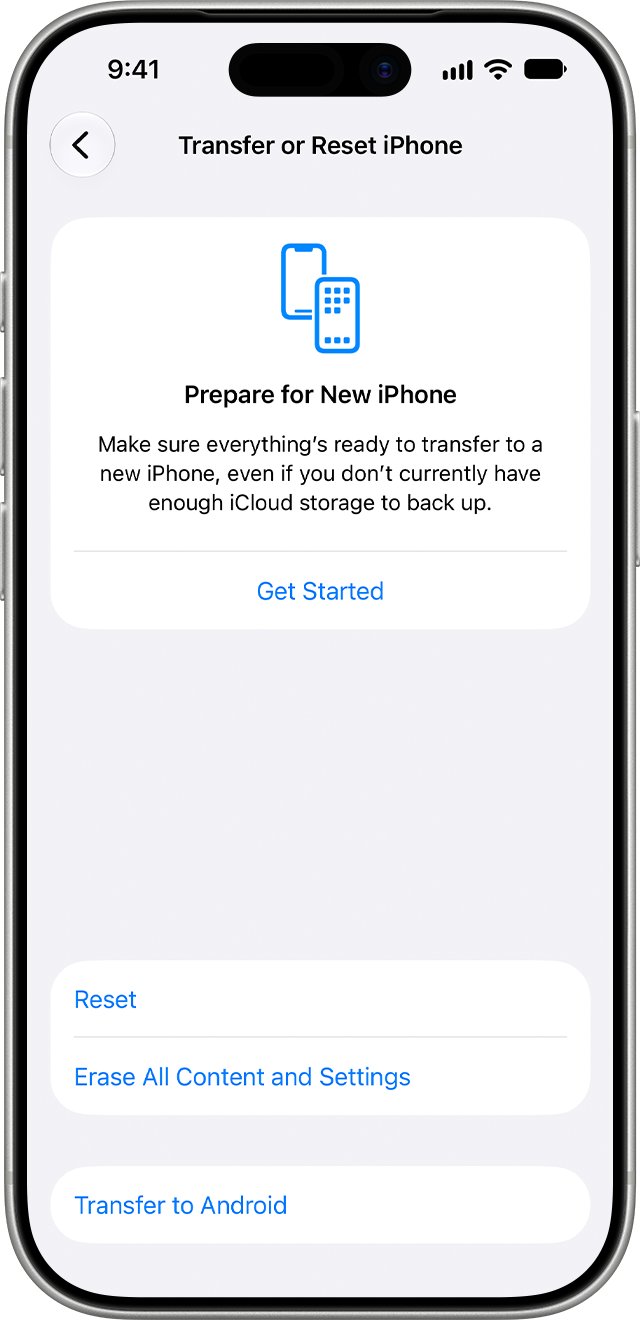 Reset all settings on iPhone from Transfer or Reset iPhone screen