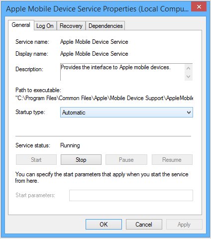 Restart Apple Mobile Device Service with Startup type set to Automatic