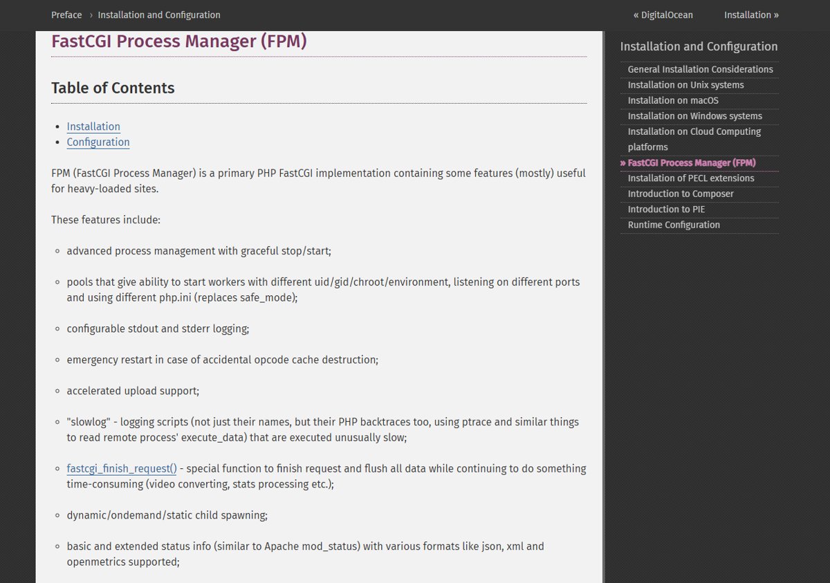 Restart PHP-FPM on Ubuntu 24.04: php.net FastCGI Process Manager manual