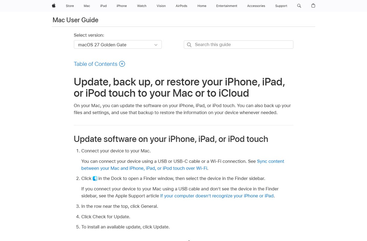 Restore iPhone with Finder on a Mac: Apple's update and restore steps