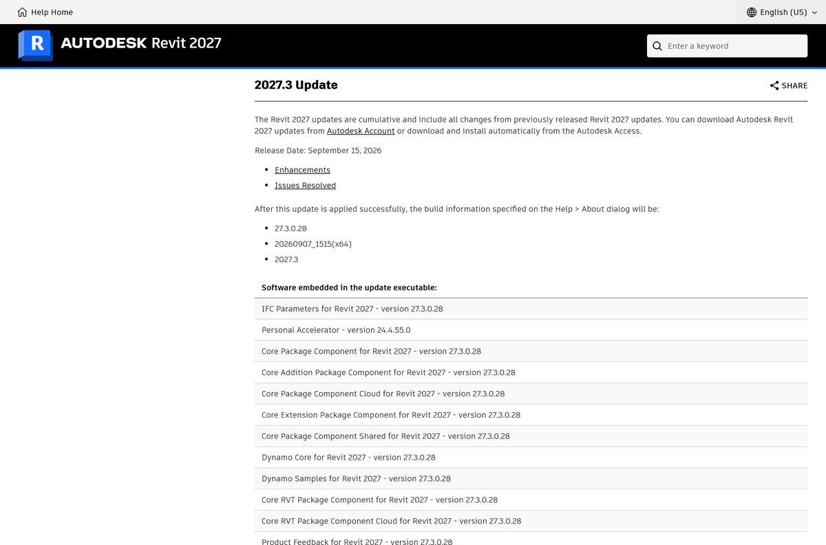 Release notes for the 2027.3 update with its build number