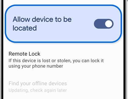 Samsung find my phone requires Allow device to be located turned on