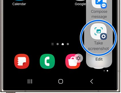Screenshot Samsung S25 using the Take screenshot shortcut in the Edge panel