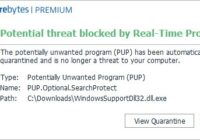 Search Protect removal guide with Malwarebytes detection