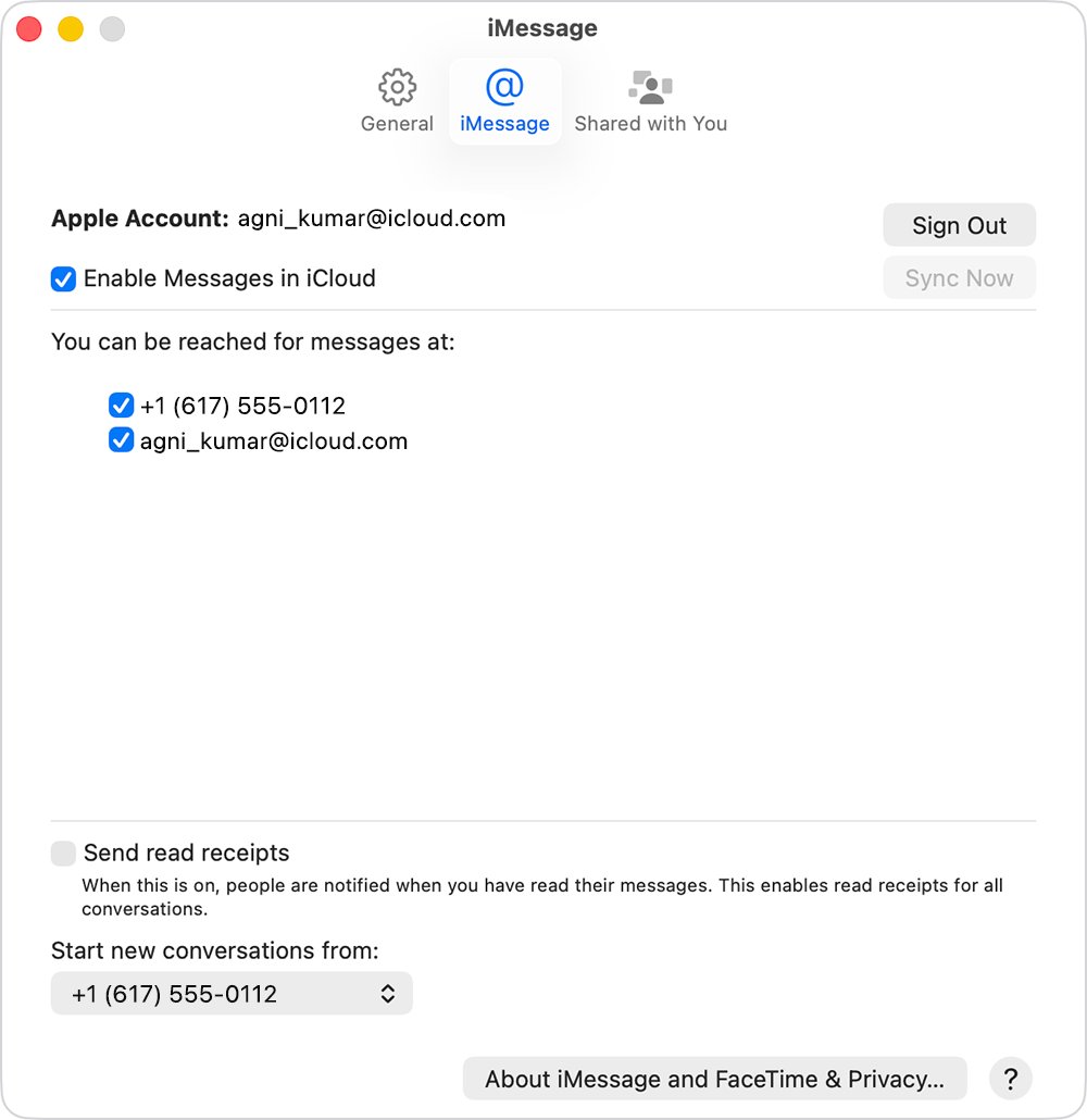 Send iMessages from phone number on Mac using Start new conversations from