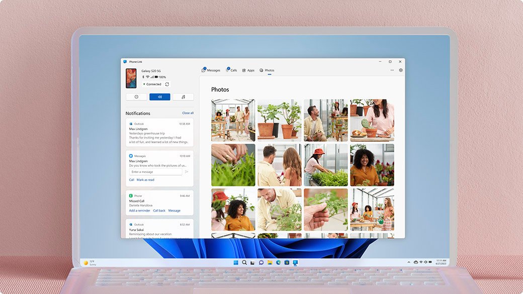 Send photos from a PC with Phone Link and a connected Android phone