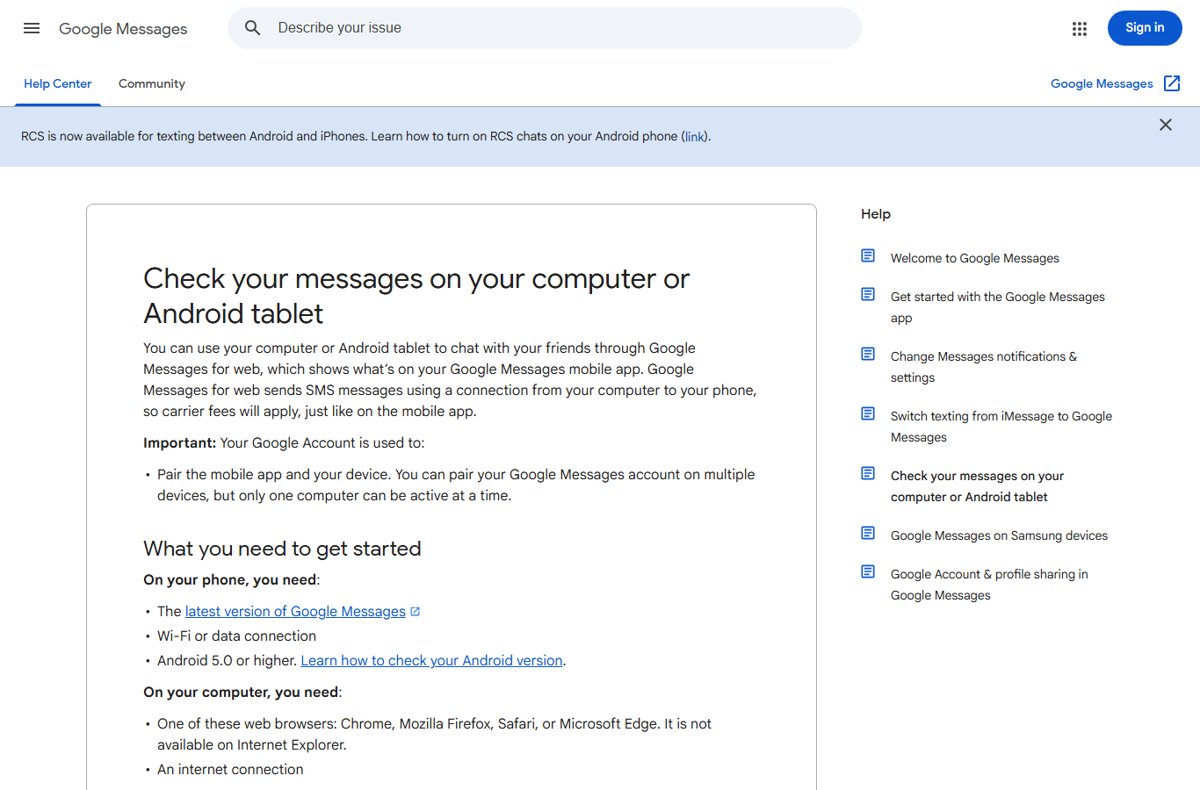 Send texts from a computer browser with Google Messages for web requirements