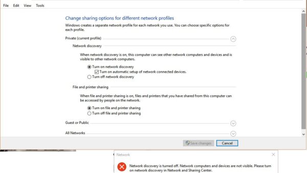 Set public or private network profiles and network discovery in Windows 10/11