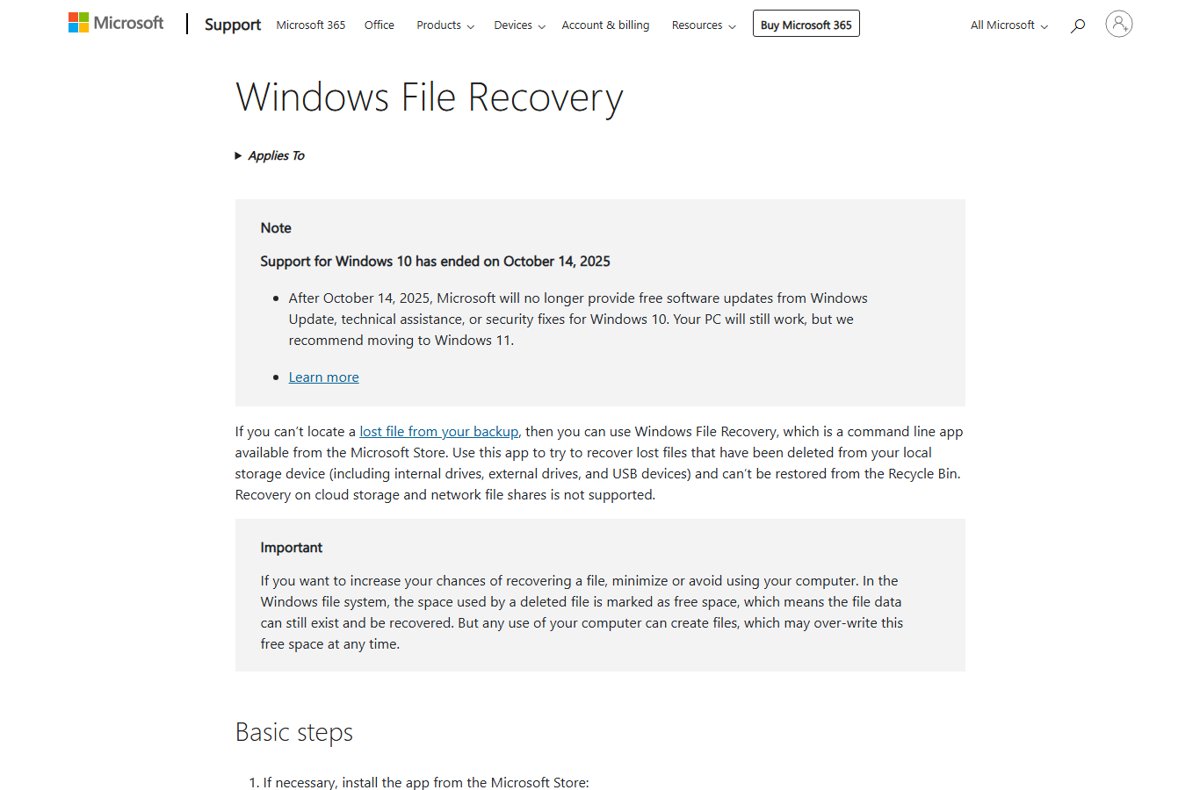 Set up Windows File Recovery to restore deleted files from SSD, USB, and SD cards