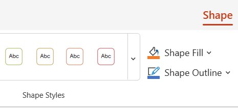 Shape tab showing Shape Fill and Shape Outline buttons