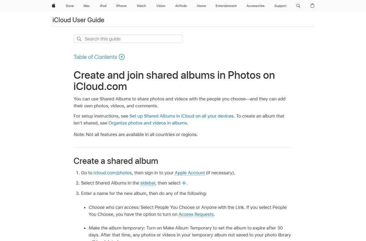 Share iCloud photos with non-Apple users from iCloud.com shared album steps