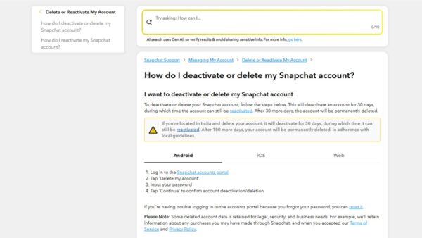 How to delete your Snapchat account permanently