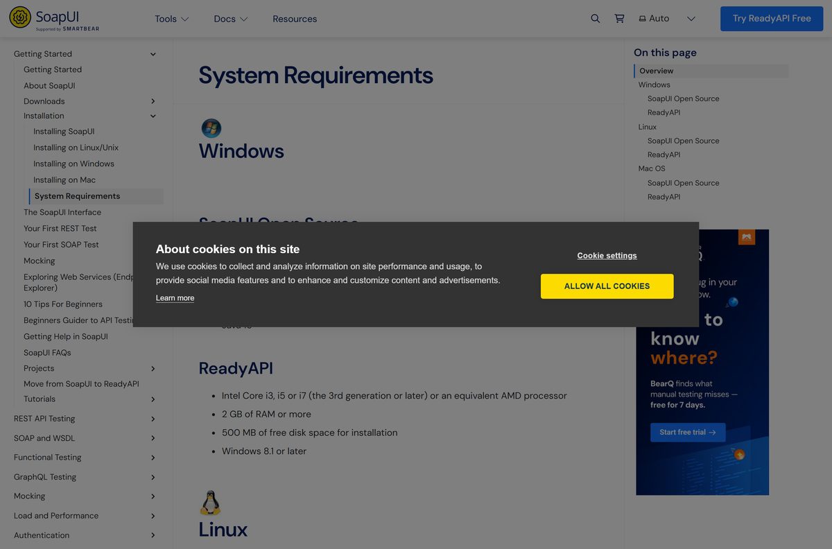 SoapUI system requirements for Windows, Linux and macOS