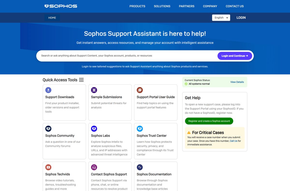 The Sophos support portal where HitmanPro articles live
