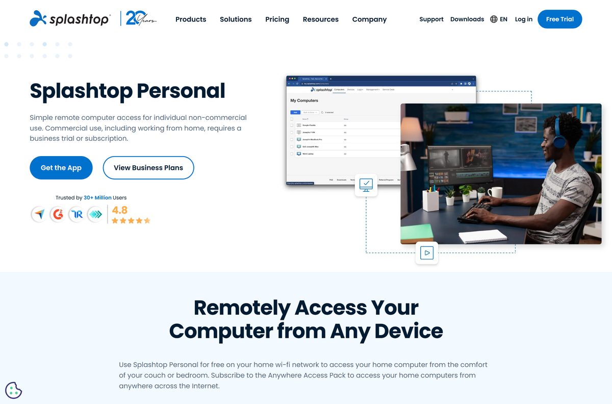 Splashtop Personal product page with the Anywhere Access Pack price