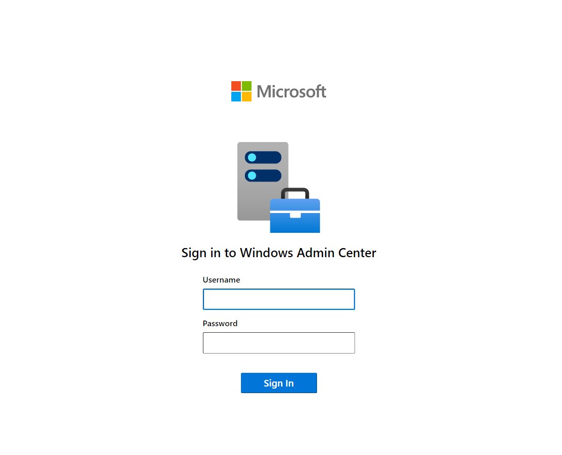 Start Windows Admin Center from the sign-in page in a browser