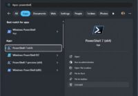 Start menu search results listing Windows PowerShell and PowerShell 7 apps