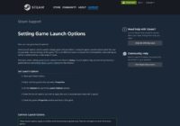Steam Support page listing the steps to set game launch options