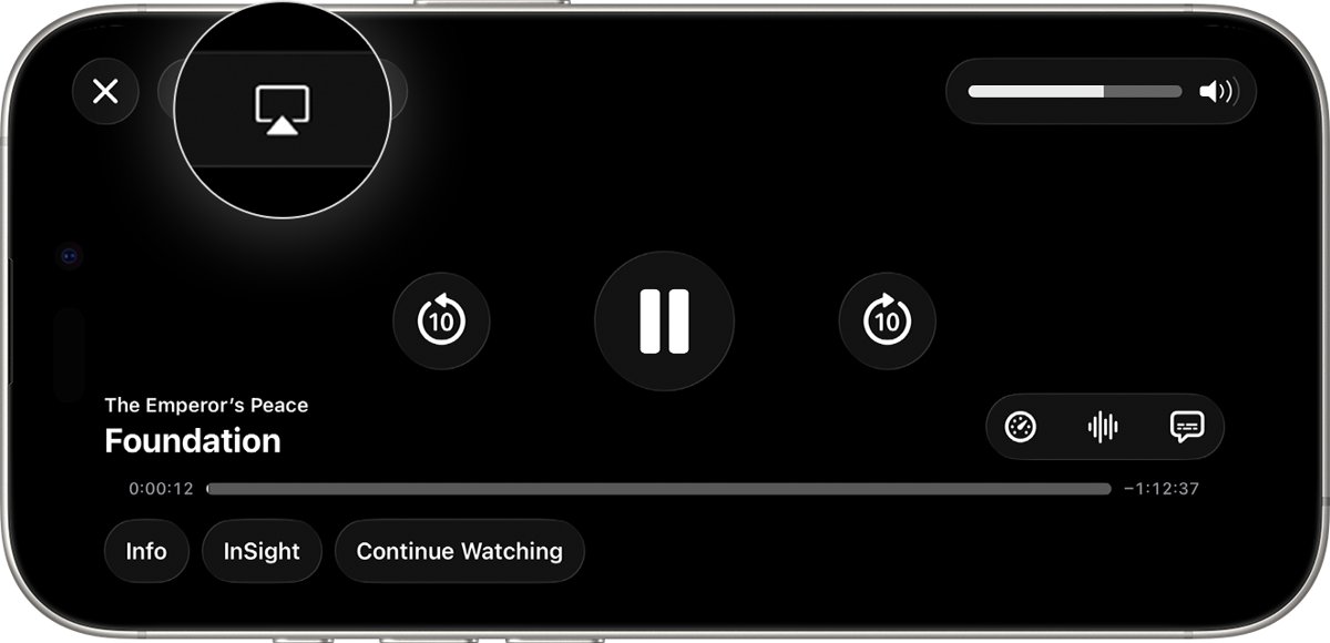 Stream a video to TV with the AirPlay button in playback controls