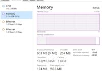 Task Manager Memory page showing In use, Available, Committed and Cached figures