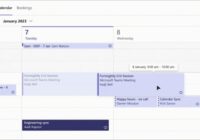 Teams Calendar week grid showing events with a time tooltip on hover
