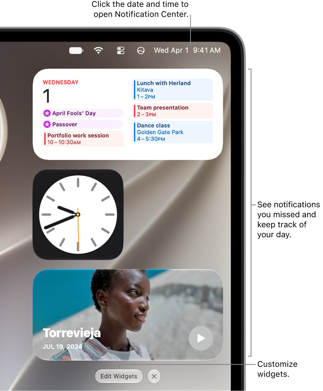 Test WhatsApp notifications on Mac by opening Notification Center from the menu bar