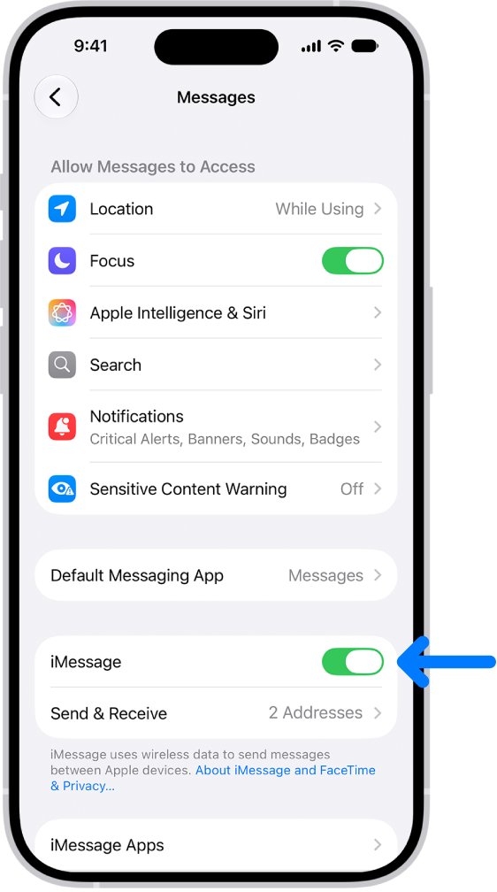 Text Message Forwarding settings path in the iPhone Messages settings screen