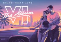 The Album cover art with two leads leaning on a car