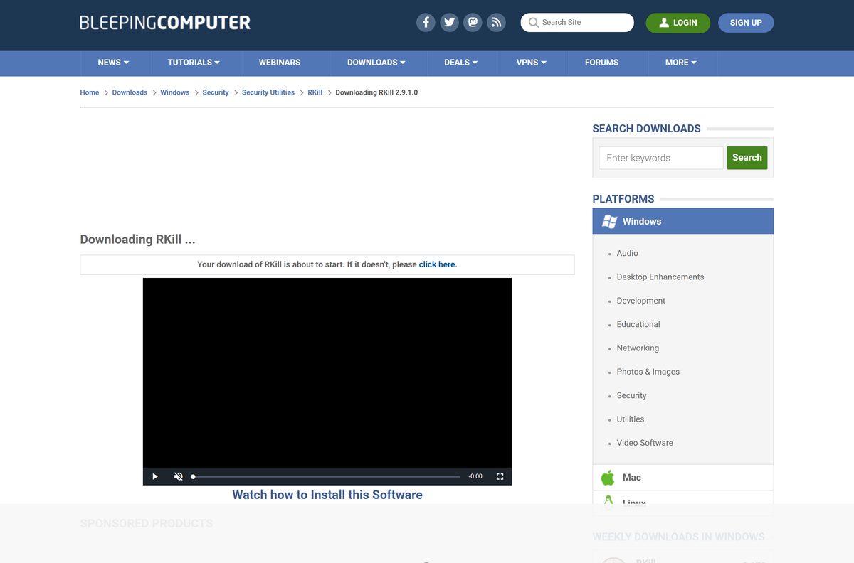 BleepingComputer page serving the pre-renamed iExplore.exe copy