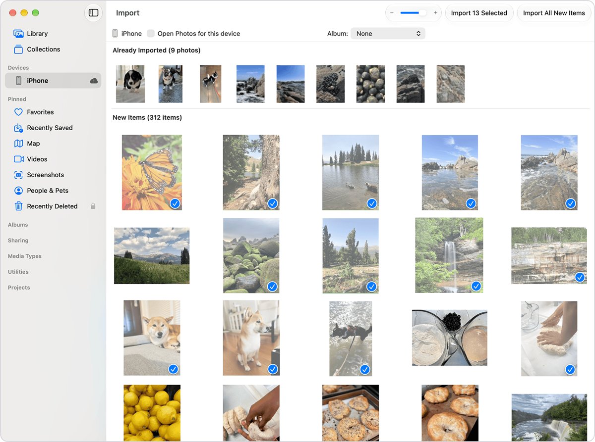 Transfer iPhone photos to Mac with the Photos app Import screen