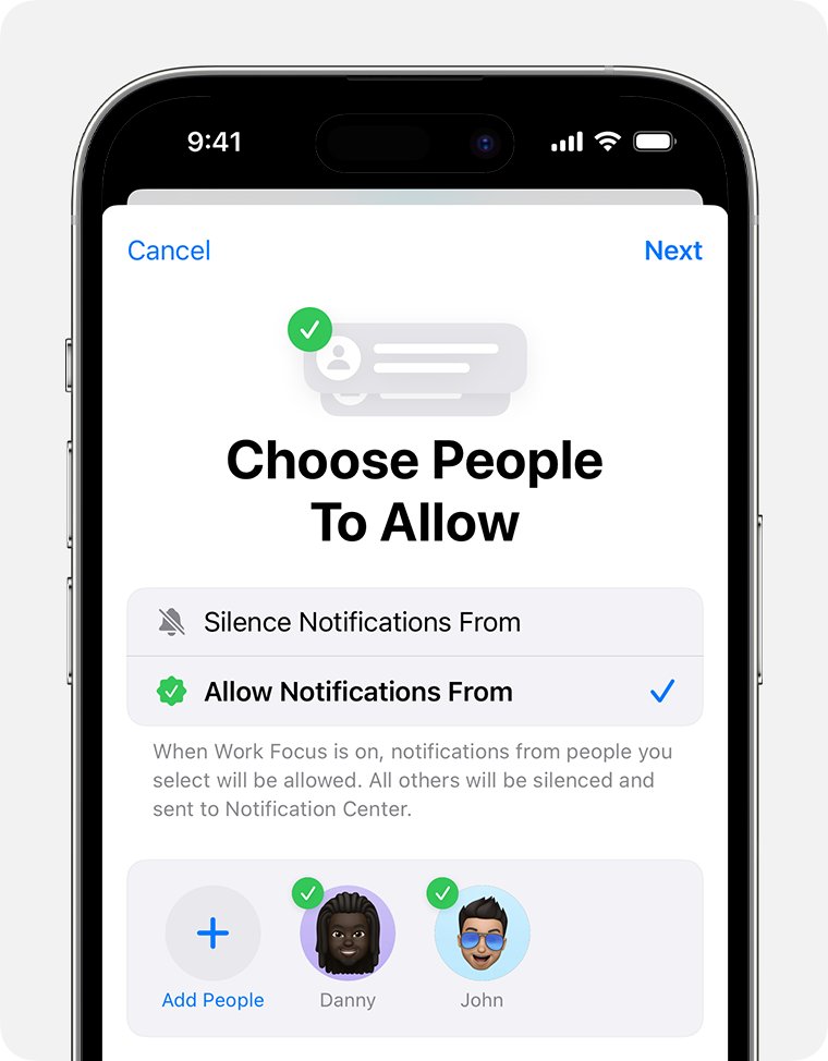 Turn off Focus on iPhone or allow notifications from chosen people