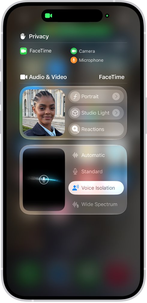 Turn off video effects in iPhone calls from the Control Center panel