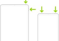 Two iPad models with arrows pointing at the top and volume buttons