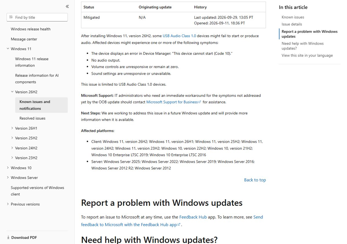 USB audio not working after Windows 11 update: Microsoft's Code 10 known issue details