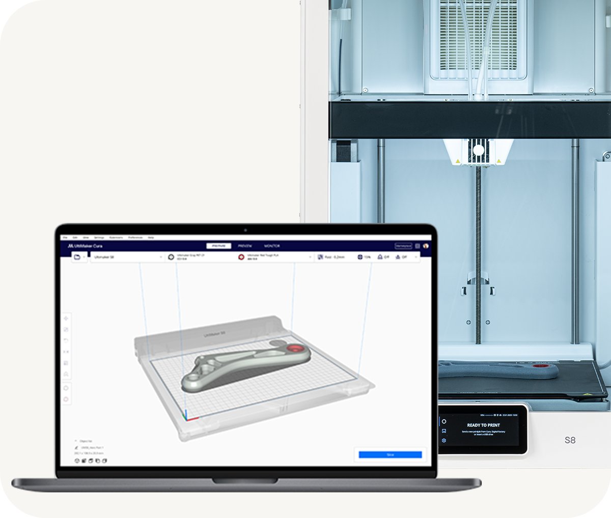 UltiMaker Cura 3D printing slicer software preparing a model for print