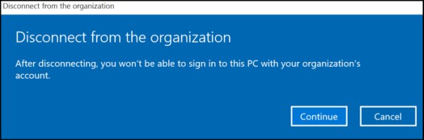 Unenroll a Windows device from MDM with the Disconnect from the organization prompt