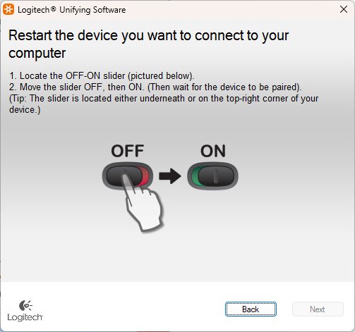 Unifying Software asking to switch the device OFF then ON to pair