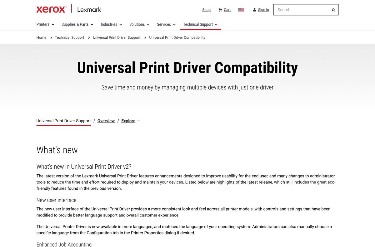 Lexmark Universal Print Driver compatibility list of printer models