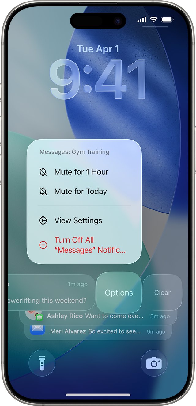 Unmute iPhone app notifications from the Lock Screen Options menu