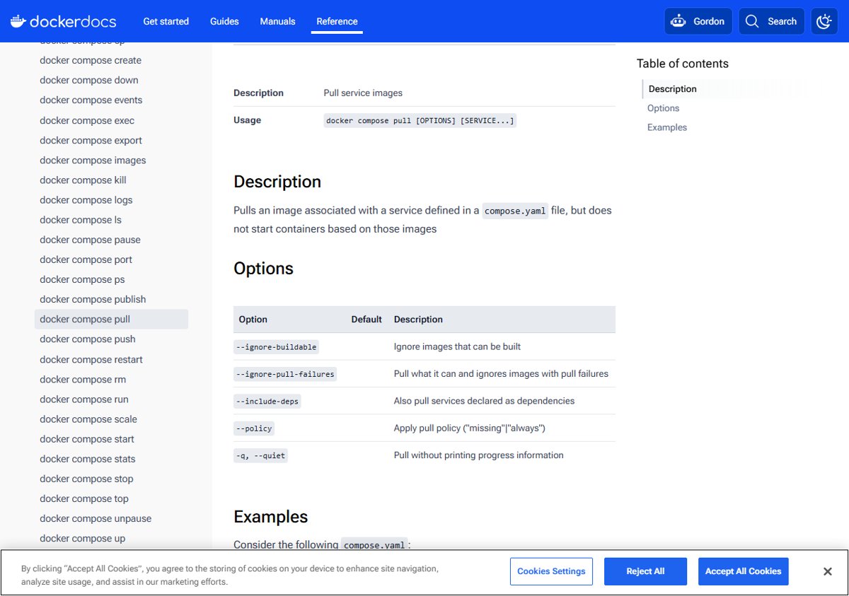 Update PHP Docker image services with docker compose pull options