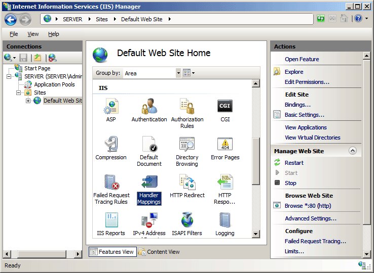 Update PHP on IIS: Handler Mappings selected in the IIS Manager Home pane