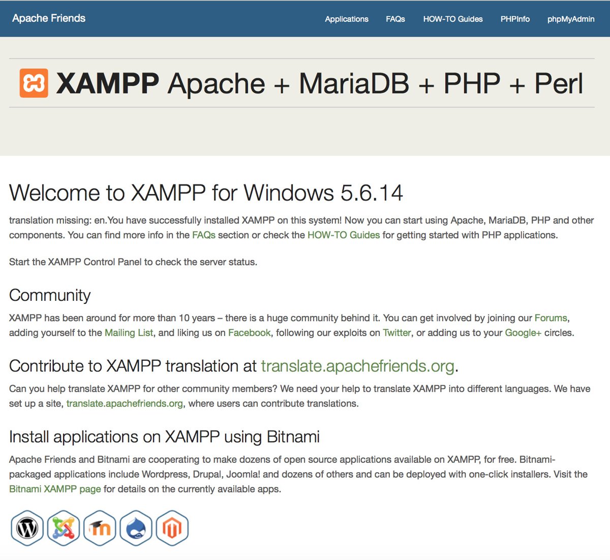 Update PHP version XAMPP check: XAMPP dashboard with PHPInfo link in menu