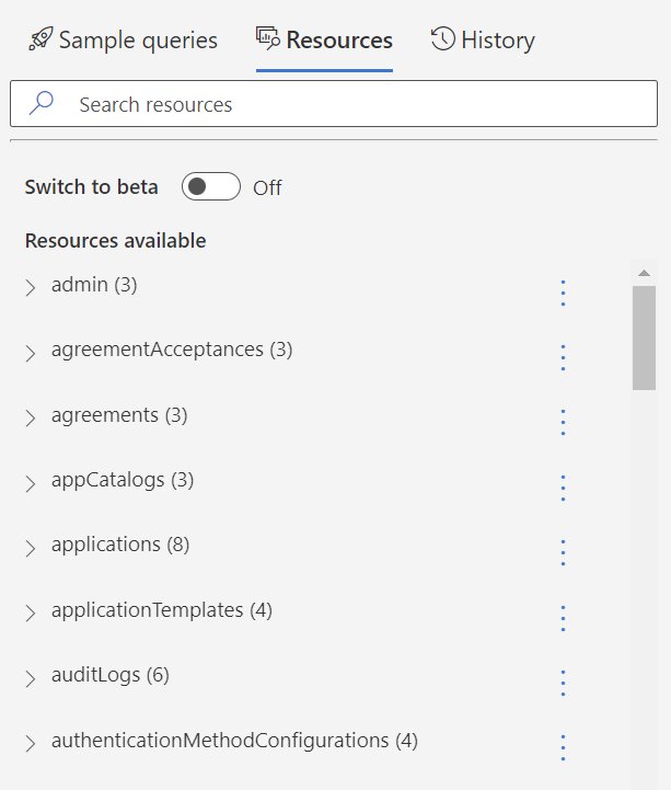 Use Microsoft Graph Explorer sample queries grouped by category