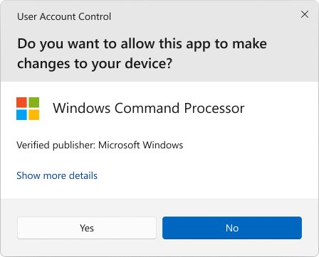 User Account Control prompt asking to allow Windows Command Processor to make changes