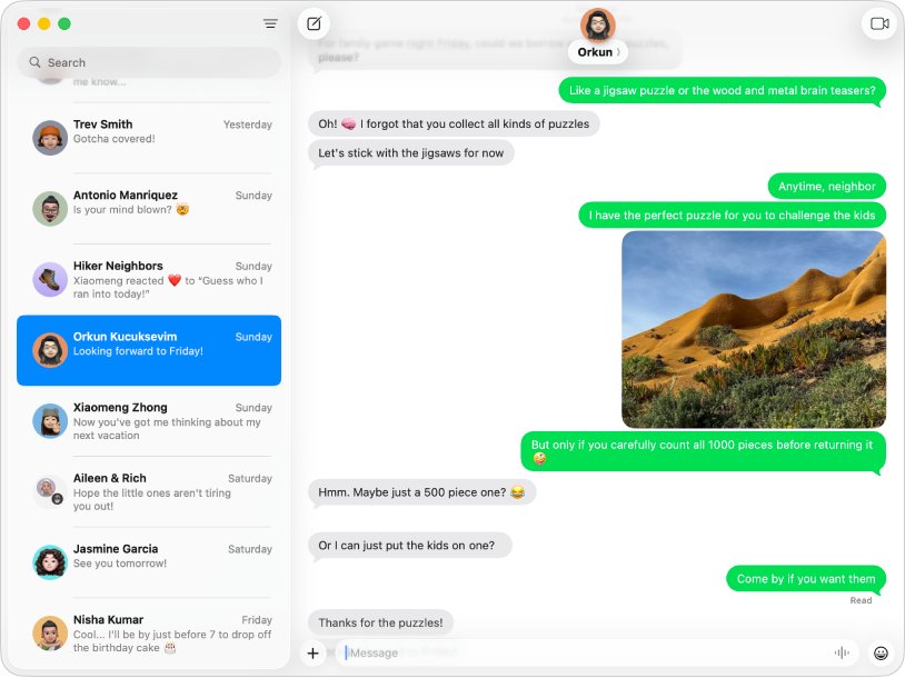 View iCloud messages on a Mac in the Messages app window