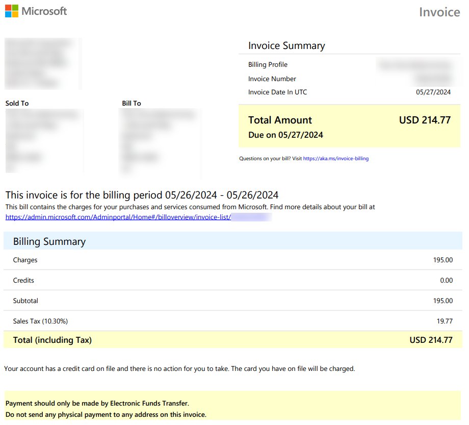 View or download your invoice in the Microsoft 365 admin center